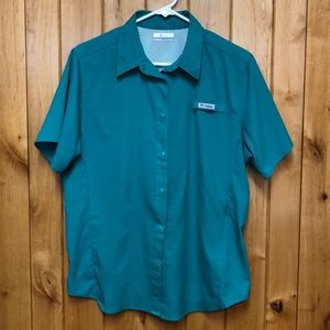 Columbia Shortsleeved Shirt Teal Large